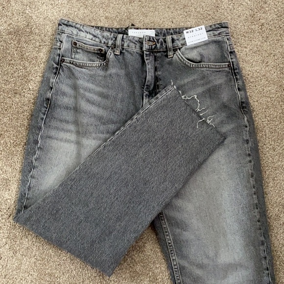 TOPSHOP Straight Jeans BNWT Size 32 in Grey - Picture 3 of 5